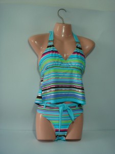 Womens' stripped printing tankini set