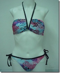 Bikinis with Denim Strings, All-over Printed Fabric